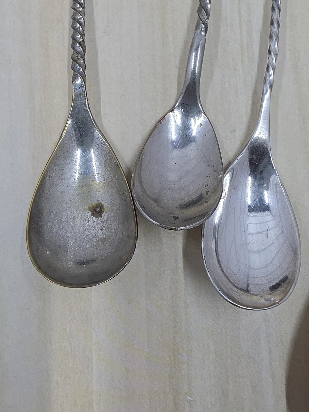Silverplate Antique & Vintage Twisted Handle Spoons 10 Pieces Variety